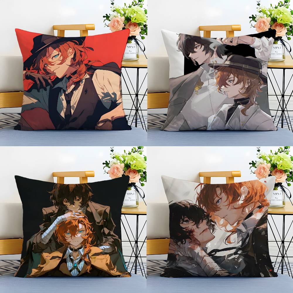 Cartoon B-Bungo Stray Dogs-MT Pillow Case Printing Pillowcase Living Room Sofa Cushion Cover Bedroom Room Decor