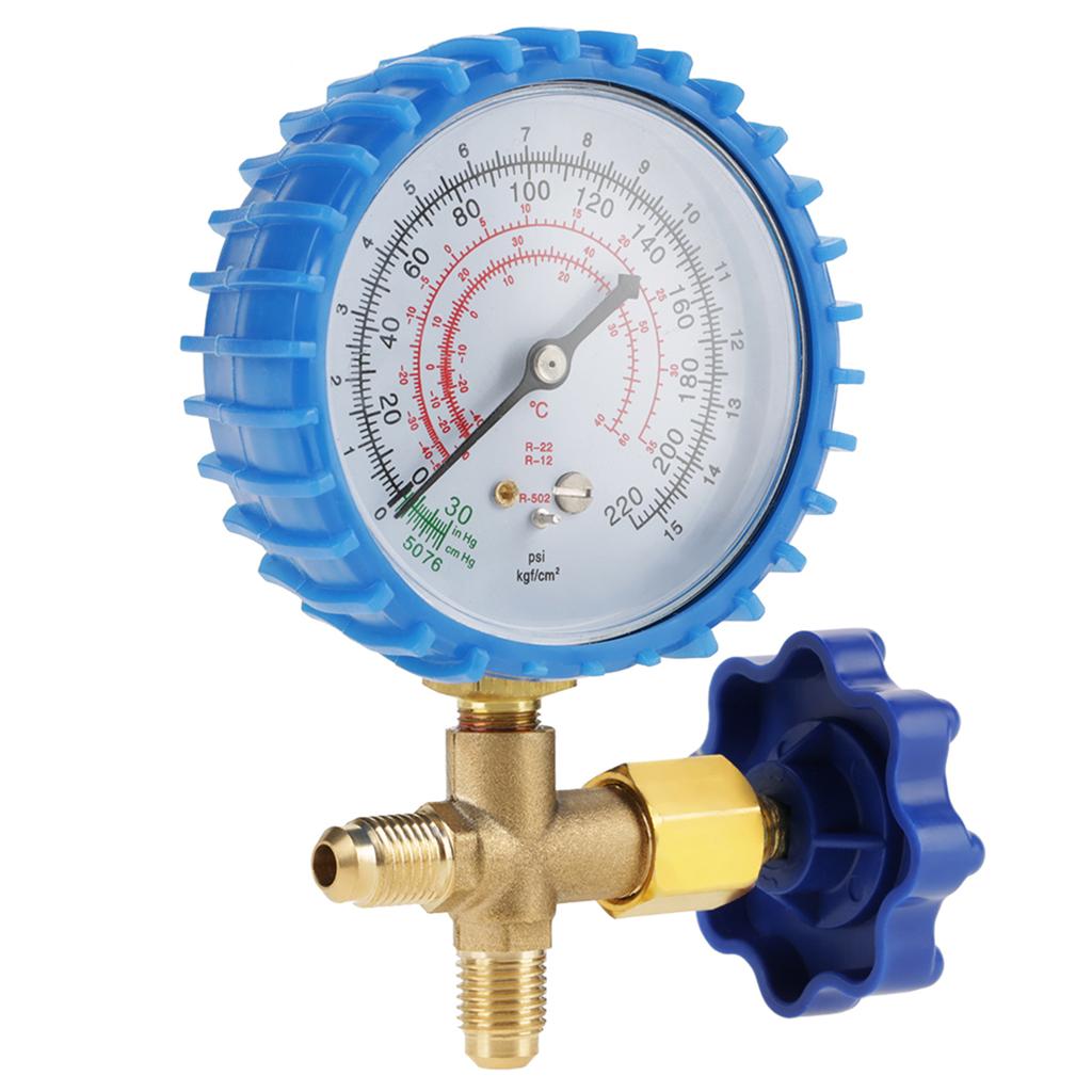 Conditioning Pressure Gauge, Pressure Gauge for R410A R22 R134A R404A, Filling Pressure Control with Sealed Design, Two Connectors, Easy to Read D