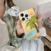 Summer Beach Coconut Tree Magnetic Phone Case For iPhone 16 Pro 15 13 14 Pro Max Cover with Stand Holder Cute Cases for Magsafe