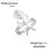 Dreamtimes Smiley Face Figurine Sign Language Rings for Women Men Adjustable Opening Stainless Steel Finger Stickman Couple Ring
