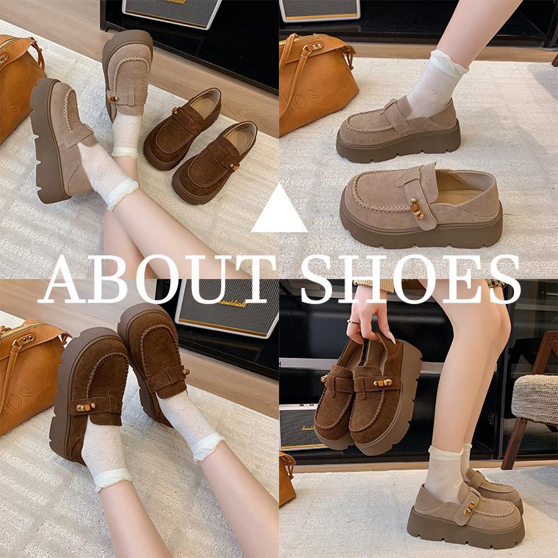 Design Sense New Muffin Thick Sole Heightening Women's Shoes 2025 Autumn Lightweight Round Head Casual Loafers Women's Shoes Tide