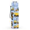 1PC Mixed Construction Truck Group Print 750ml Color Plastic Sports Water Bottle Leakproof Flip Straw Lid Suitable for Sports Office Home Use