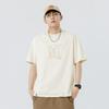 Men's Trendy Black Ice Silk Cotton Crew Neck Loose Fit Printed Short Sleeve T-Shirt