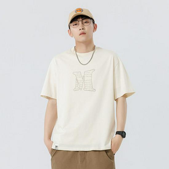 Men's Trendy Black Ice Silk Cotton Crew Neck Loose Fit Printed Short Sleeve T-Shirt