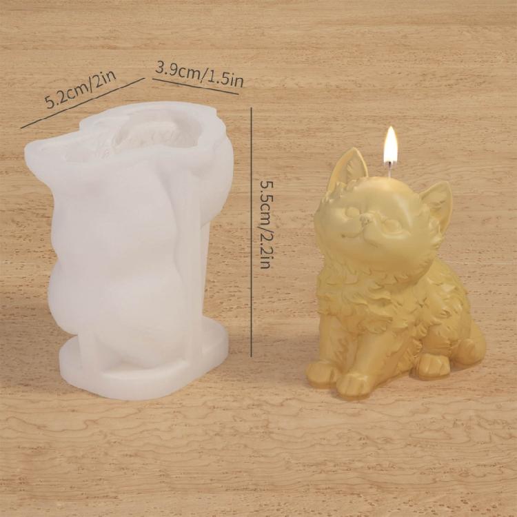 Ornaments Molds Cute Cat Shape Statue Molds Silicone Candle Mold for Crafting