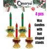 Decorative Candles Round Merry Christmas Wax Candles with Candle Stands Holders for Xmas Red Green Santa Candles