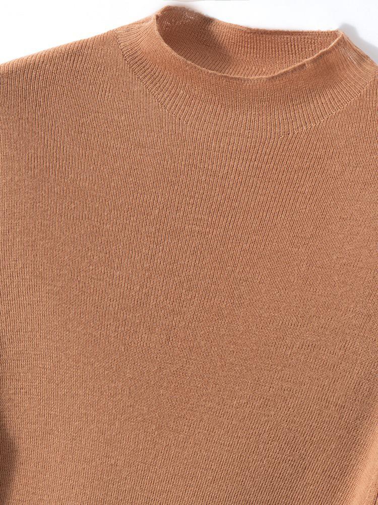 Women's Slim Fit Pure Wool Knit Pullover - Soft, Skin-Friendly, Long Sleeve Base Layer for Autumn/Winter