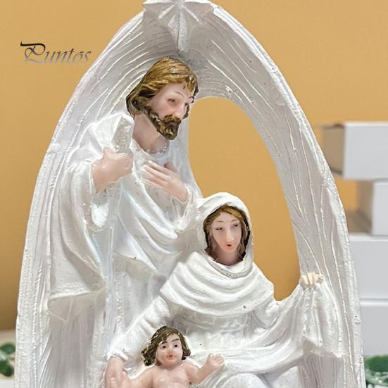 Resin Nativity Decoration Holy Family Figurine Advent Statue Joseph Virgin Mary Birth of Jesus Sculpture Home Office Desktop Ornament Scene Decor