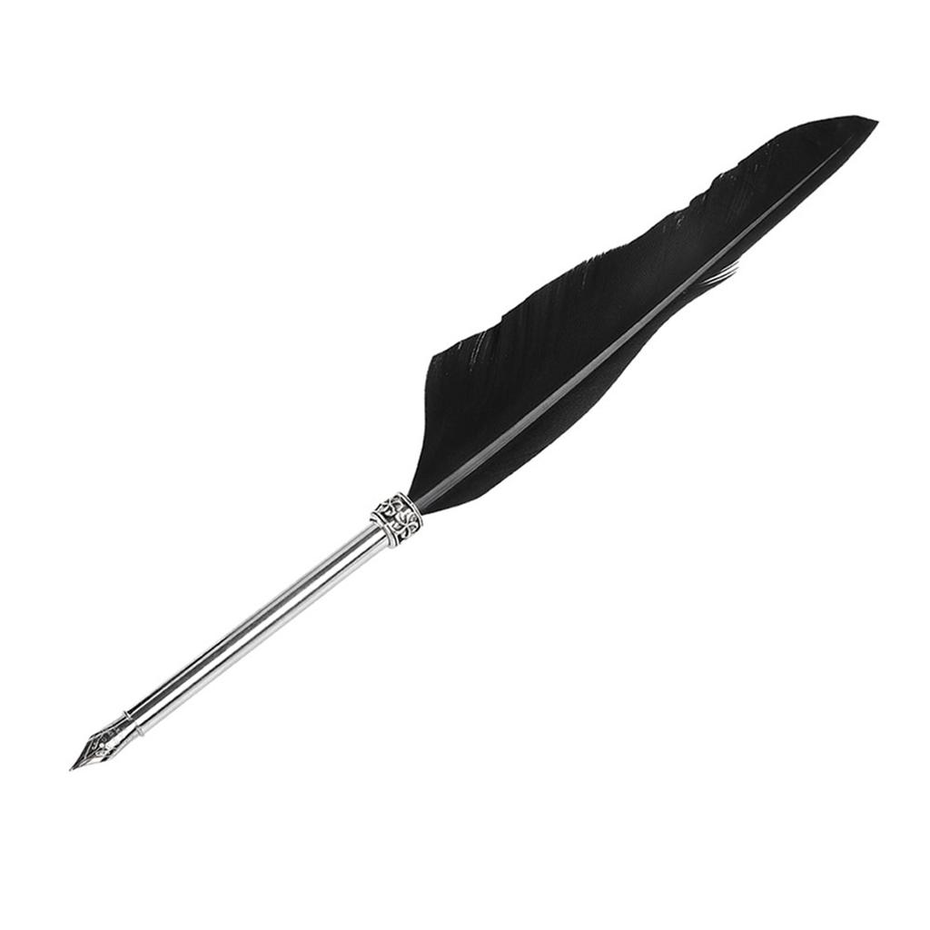 Retro Leather Notebook with Fountain Pen Feather Dip Pen Ink Bottle Set Stationery Gift Box