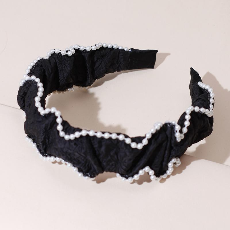 Lystrfac Solid Color Slik Padded Pleated Hairband for Women Fashion Scrunchy Headband Retro Hair Loop Female Hair Accessories