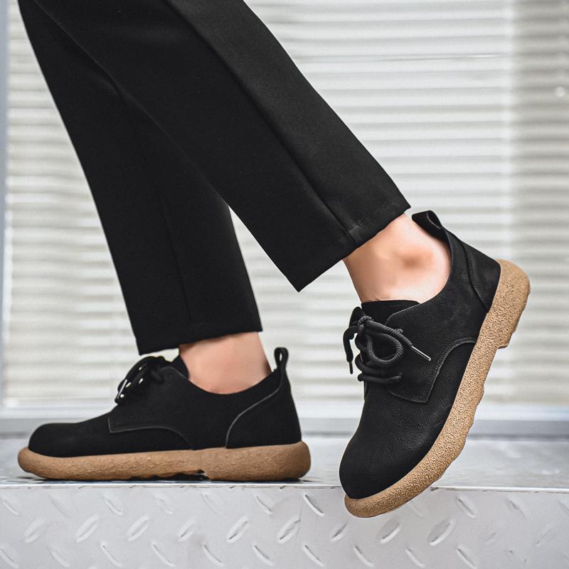 Men’s Retro Short Boots Shoes Fashion Casual Driving Shoes Black Brown Wide Head Shoes Plus Size