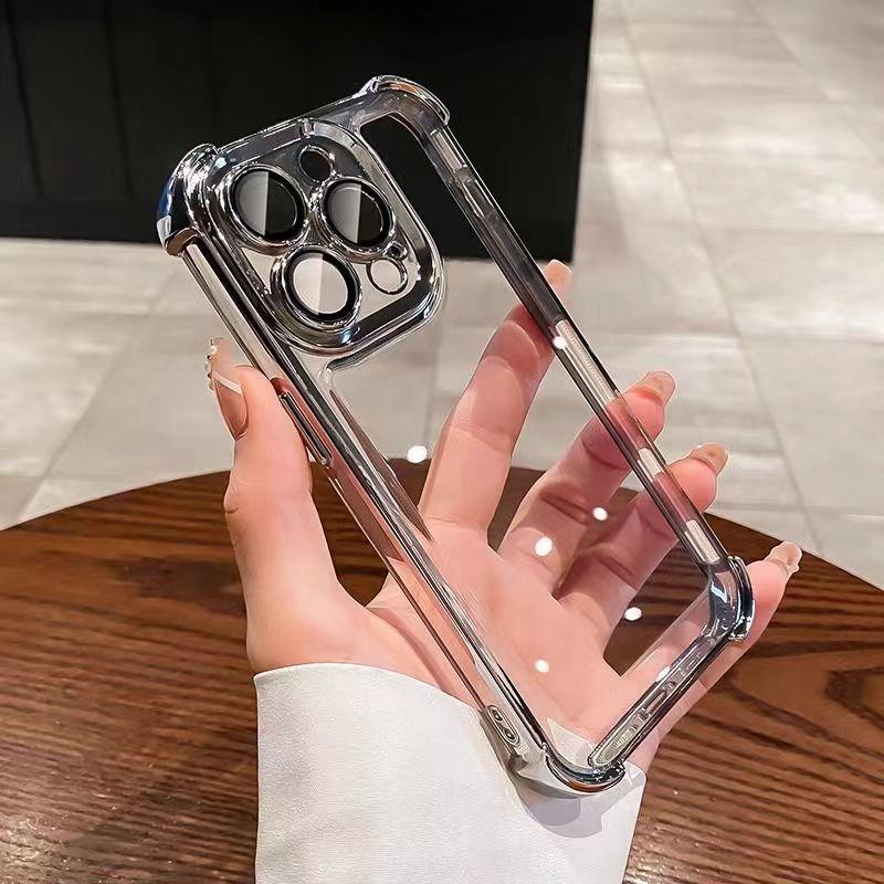 Suitable for Samsung S25ultra Flash Powder Electroplated Mobile Phone Case S24FE Four Corner Airbag Anti Fall A73 Transparent A56 Set
