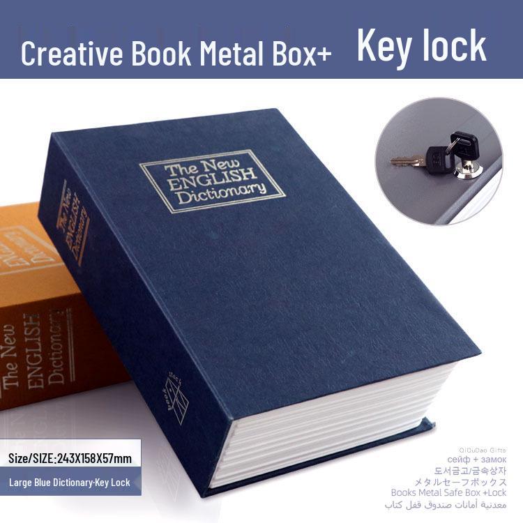 Lockable Metal Book Safe & Coin Bank with Combination Key