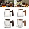 -Resistant Borosilicate Glass Transparent Mugs w/Wood Lid Cover for Water