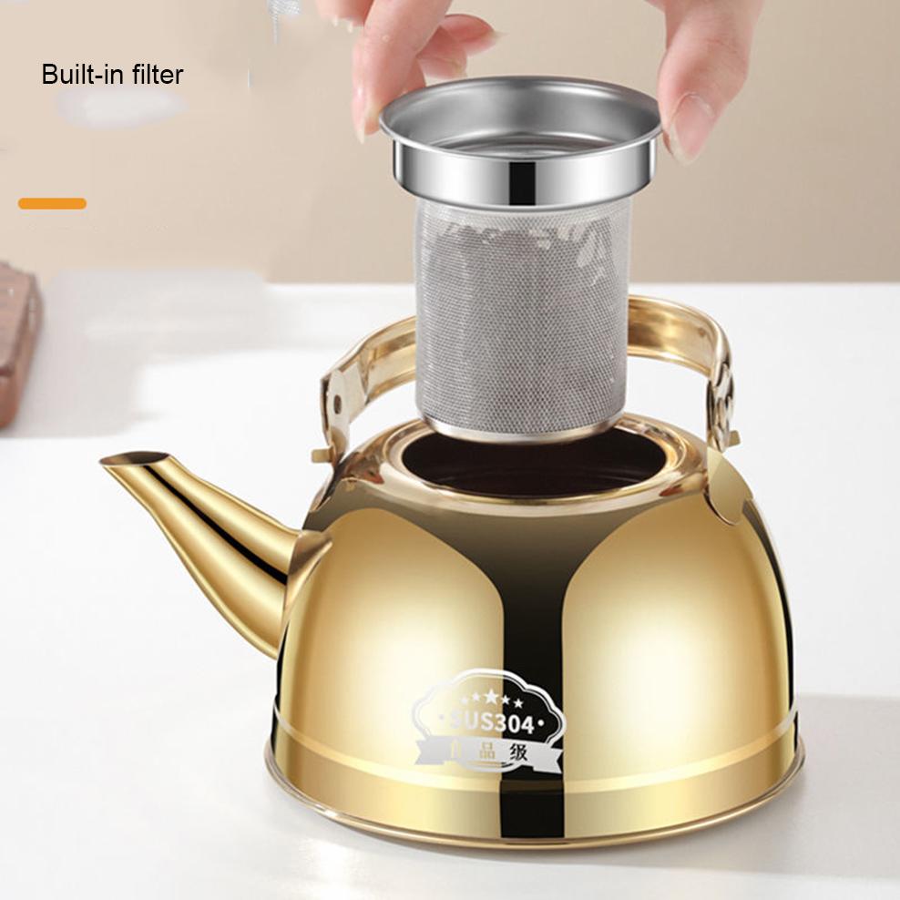 1.8L/2.4L 304 Edelstahl Teekanne mit Filter Große Kapazität Wasserkessel für Restaurant Hotel Zuhause Kochende Teekanne
