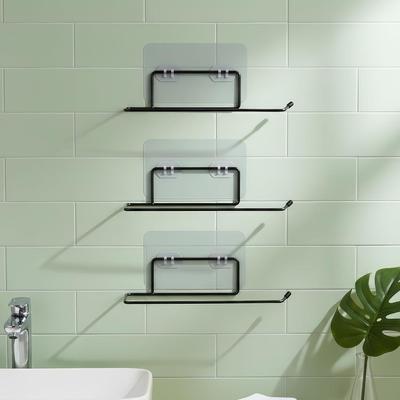 Portatoallas Adhesivo para Baño | Portarrollos de Papel Higiénico | Colgador de Rollos de Papel para Cocina, Negro (Paquete de 3)