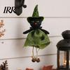 Dekorative Hexenstatue Halloween Hängedekoration, Gruselige Kürbis-/Geist-/Hexen-/Schwarze Katze Puppe Ornament mit Festlichem Jute-Rock für Spukhaus,