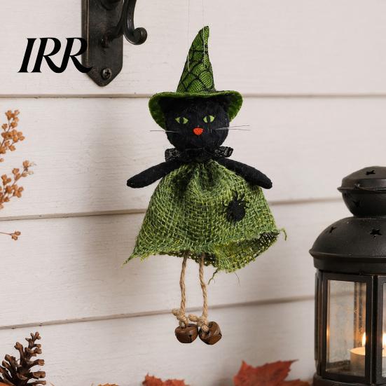 Dekorative Hexenstatue Halloween Hängedekoration, Gruselige Kürbis-/Geist-/Hexen-/Schwarze Katze Puppe Ornament mit Festlichem Jute-Rock für Spukhaus,