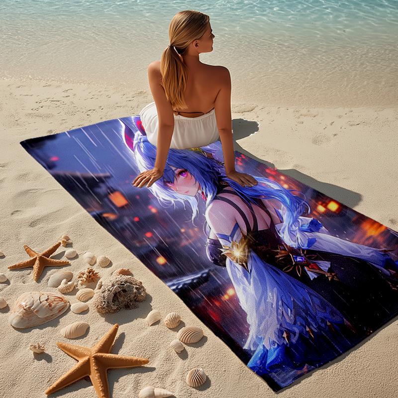 Proof Beach Towel with a Genshin Impact Characters5 Pattern - Soft,absorbent,quick-drying,machine Washable - Perfect for Swimming,camping,bathing