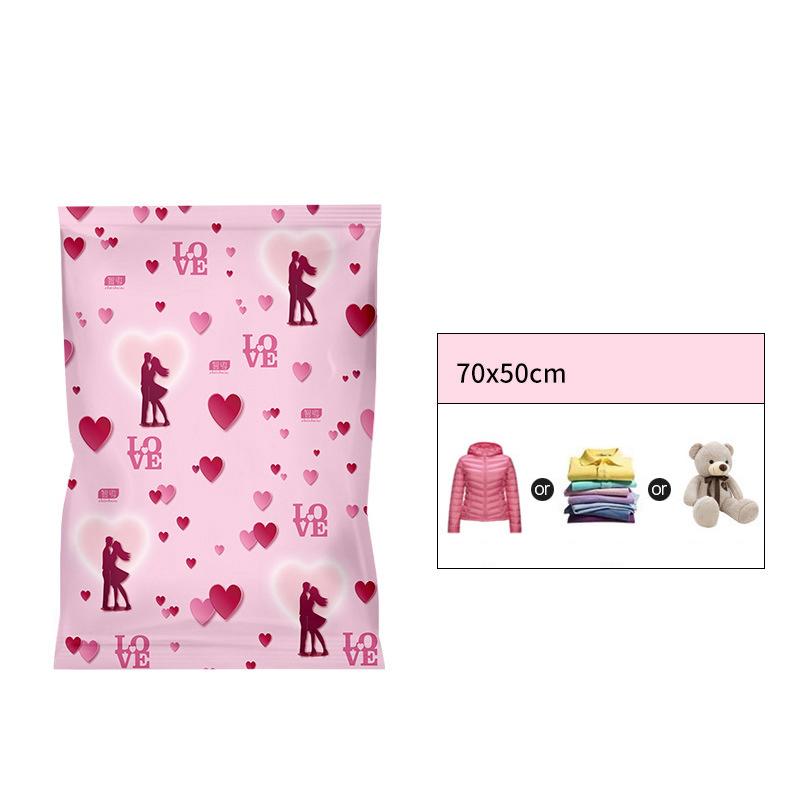 

1 шт., домашний органайзер, вакуумная сумка для одежды, утолщенная сжатая сумка, дорожная складная сумка для хранения одежды, компактный герметичный пакет 70X50cm розовый