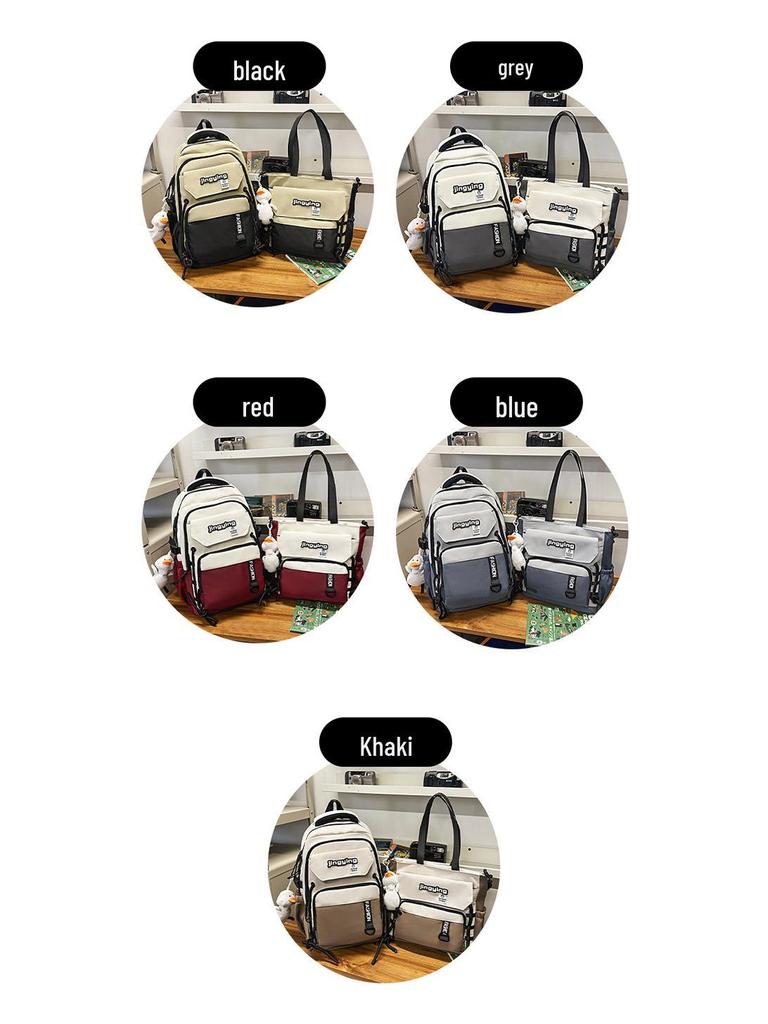 Lulu Japanese Casual Backpack Set: Large Capacity Schoolbag for College, Junior High Students, and Men & Women's Portable Use.