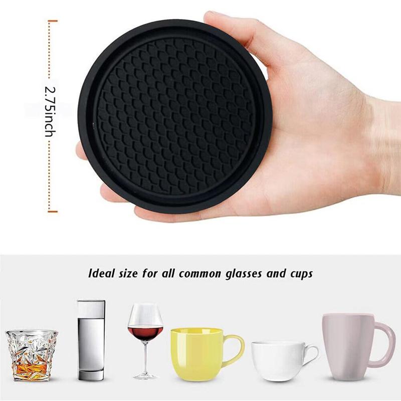 4 PCS Car Silicone Cup Holder Universal Round Car Interior Storage Compartment Anti-Slip Mat Center Console Cup Holder Mat Cup Holders 5