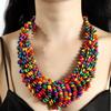 Colored Creative Wooden Bead Woven Necklace Neck Accessories For Gift Holiday