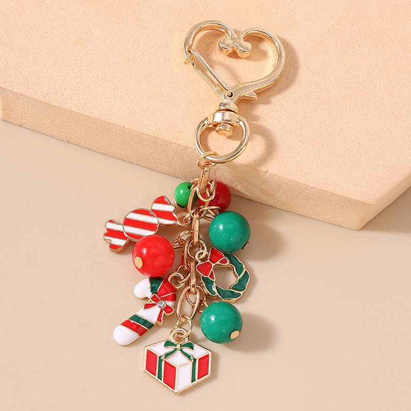 Cute Christmas Keychain Snowman Key Ring Pendants For Women Girls Handbag Decor Diy Handmade Jewelry Gift