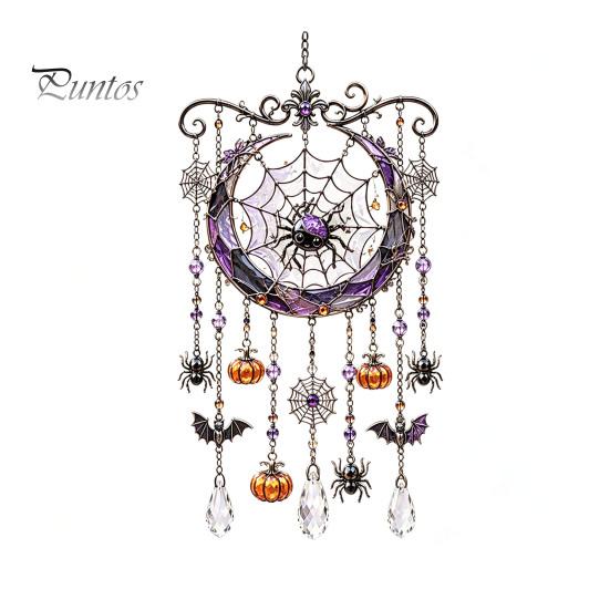 Whimsical Bat And Black Cat Decor Halloween Acrylic Wind Chime Pendant, Crystal Suncatcher Hanging Ornaments, Decorative Chimes Outdoor Window