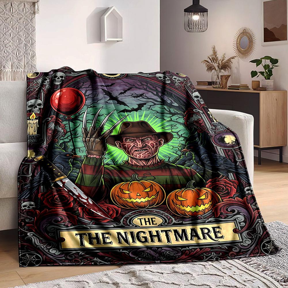 1pc A Nightmare on Elm Street Flannel Throw Blanket - HD Printed Lightweight Soft Warm All-Season Blanket for Sofa, Bed, Travel, Camping 071