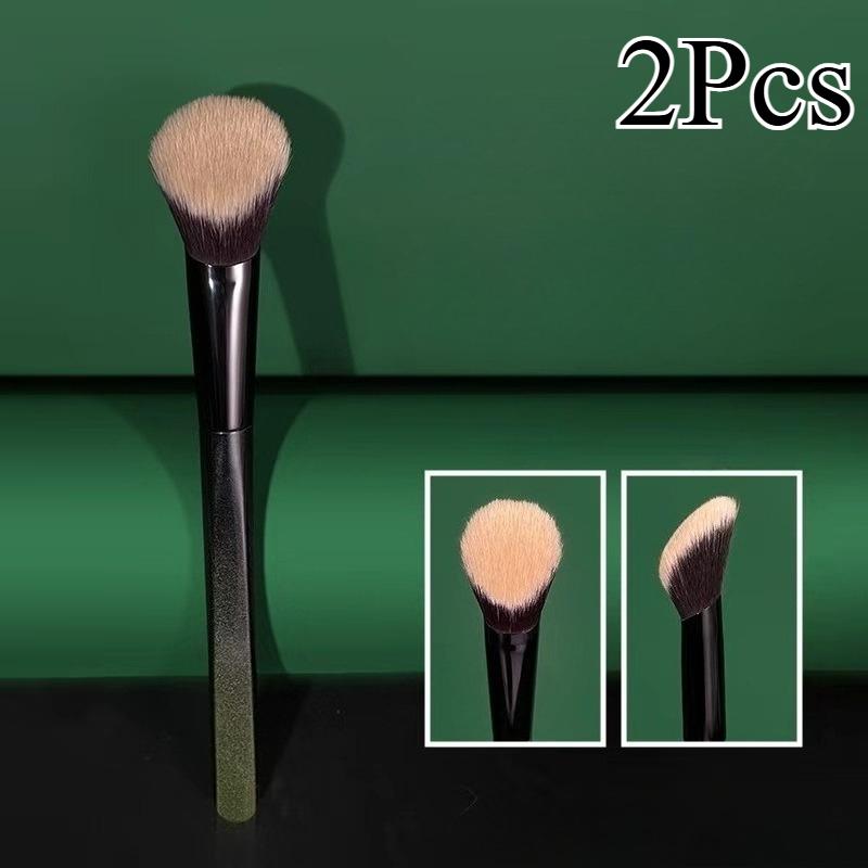 

2Pcs Multifunctional Flat Foundation Brush, Soft Fine Fibers, Strong Powder Grip, Non-foody, Suitable For Liquid Foundation, Cre