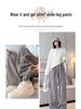 Petite Wool Blend Pinstripe High Waist Wide Leg Pants - Slimming, Loose Fit for Autumn/Winter