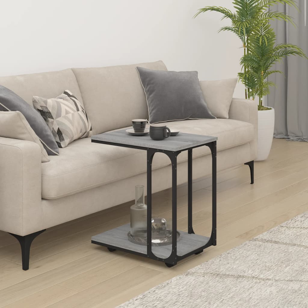 Vidaxl Side Table On Wheels, Sonoma Oak Gray, 50X35X55.5 Cm