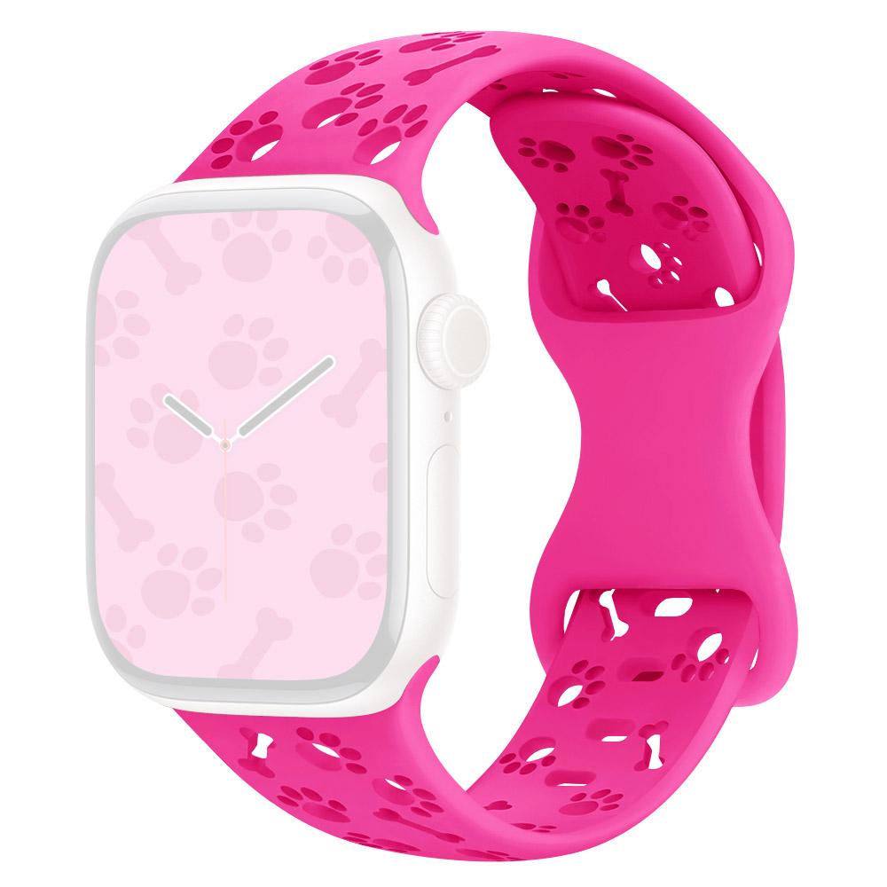 Silicone Band For Apple Watch Series 10 9 8 7 SE 6 5 4 3 2 1 42mm 41mm 40mm 38mm Dog Paw Bone Design Watch Strap