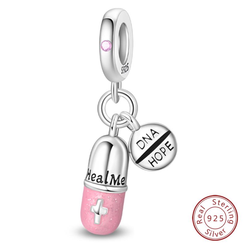 Copper Charms Beads Forever Love Heart Shaped Bow Family Charms Dangle For Bracelet Woman Diy Jewelry Gift