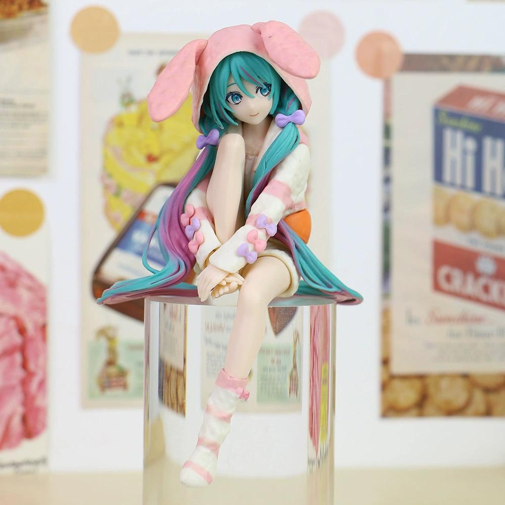 13.8cm Cute Rabbit Ear Pajamas Miku Figure Anime Proportional Humanoid Model Gift Car Decoration Doll Model Kids Toys Fans