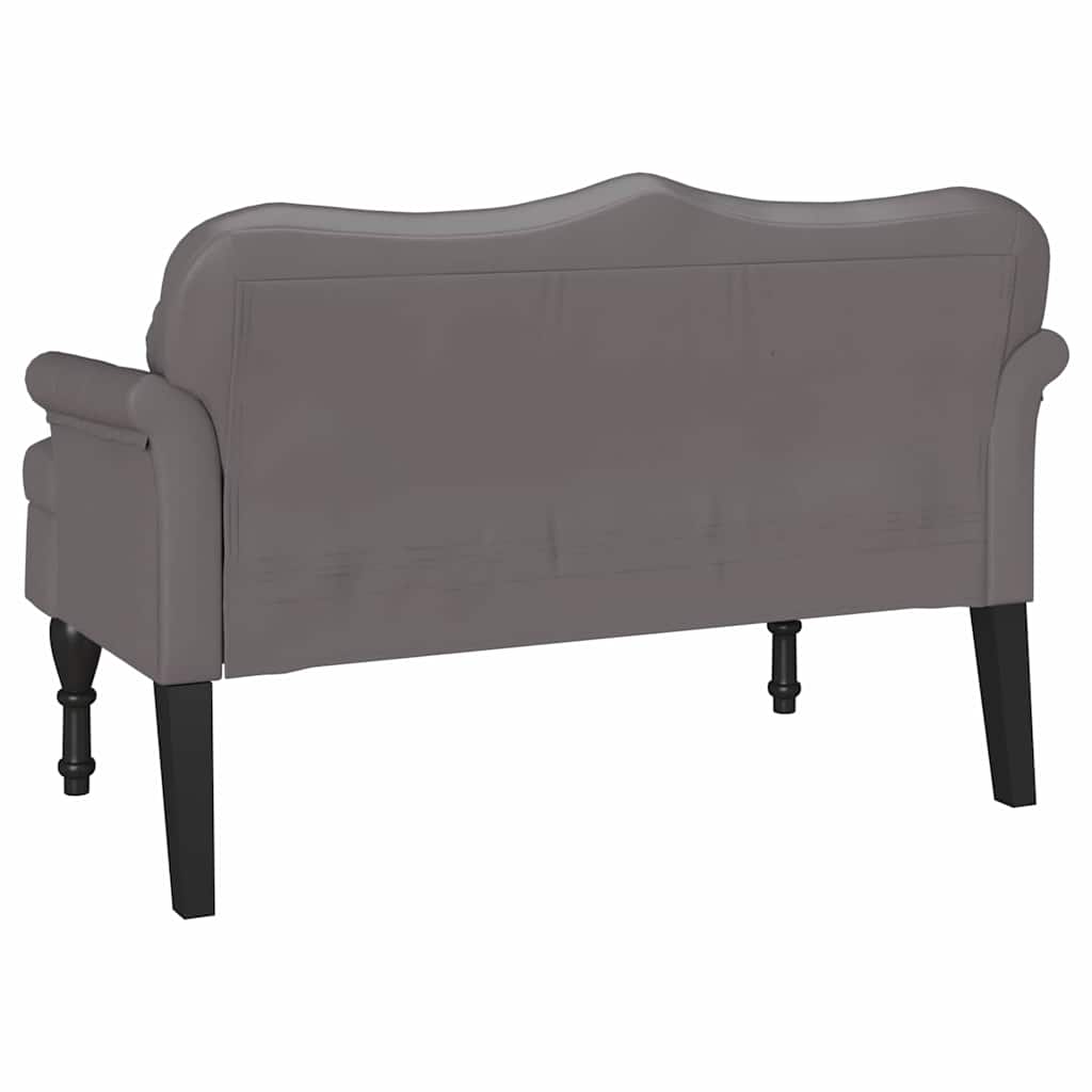 Chesterfield Bench with Cushions Gray 120.5 x 65 x 75 cm Faux Leather