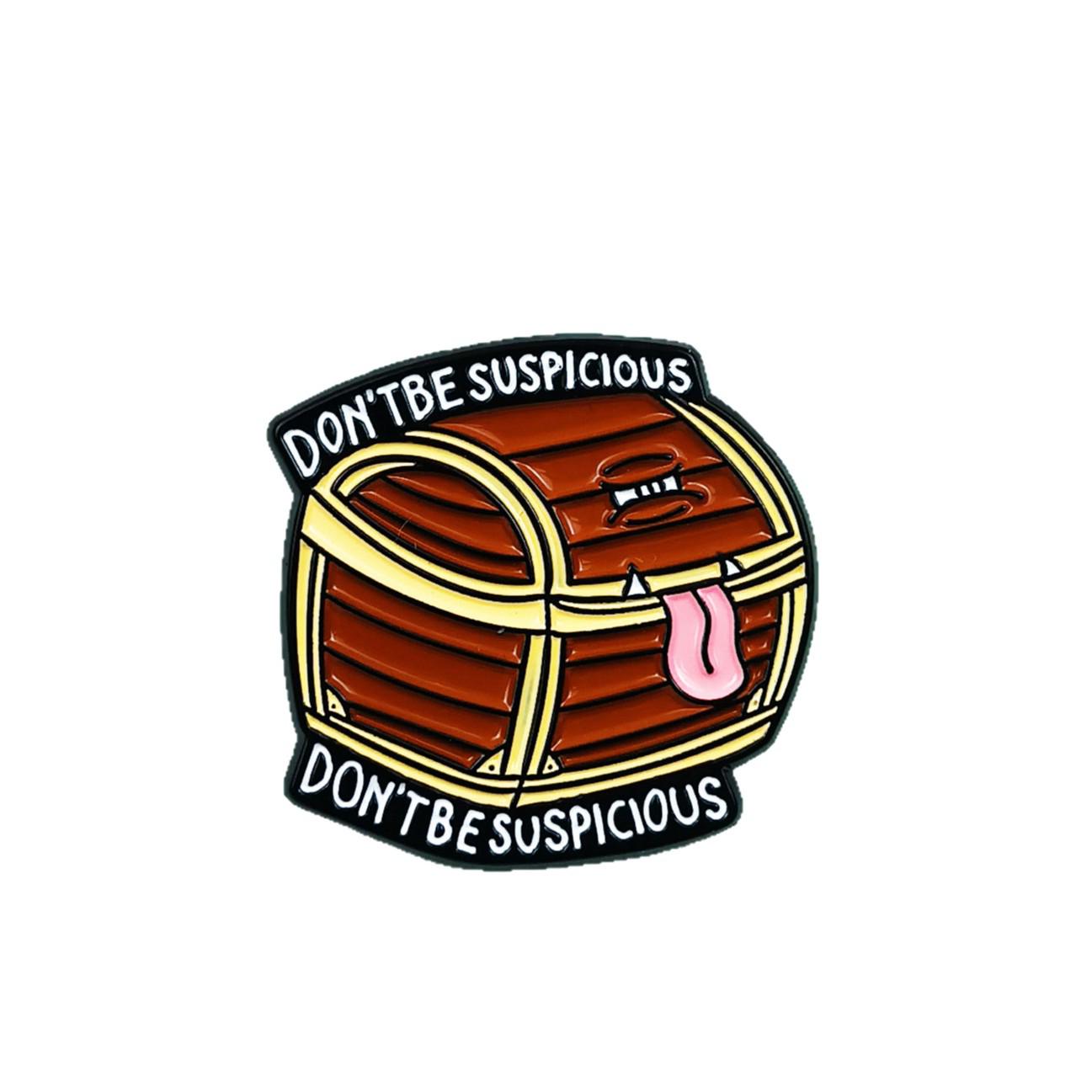 Cartoon Treasure Chest Brooch: Creative English Letter Accessory for Clothing, Bags, Badges xz3837