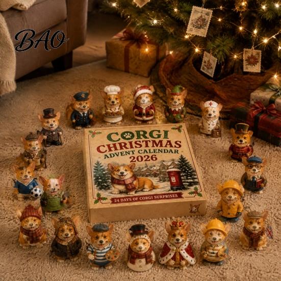 Corgi Lovers Gift 24 Days Christmas Advent Calendar 2026 with Mini Figurines, Figurines Holiday Countdown for Kids Dog Lovers, Cute Ornaments