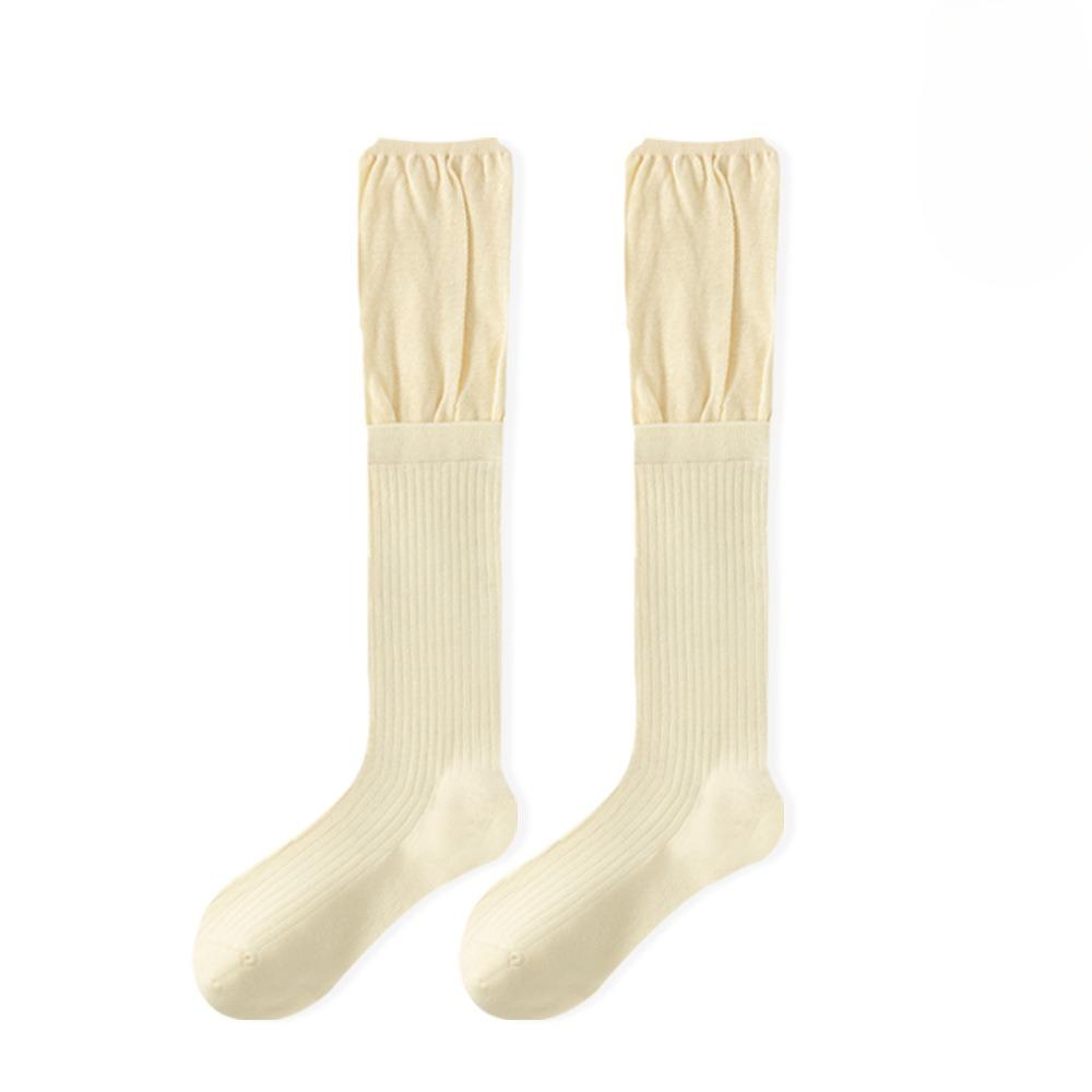 

Women s Thigh-high Socks, Autumn Knee-high Pile Socks, Patchwork Thigh Socks, Long Boots, Versatile Knee-high Spring and Autumn Cotton Socks 1 pair бежевий
