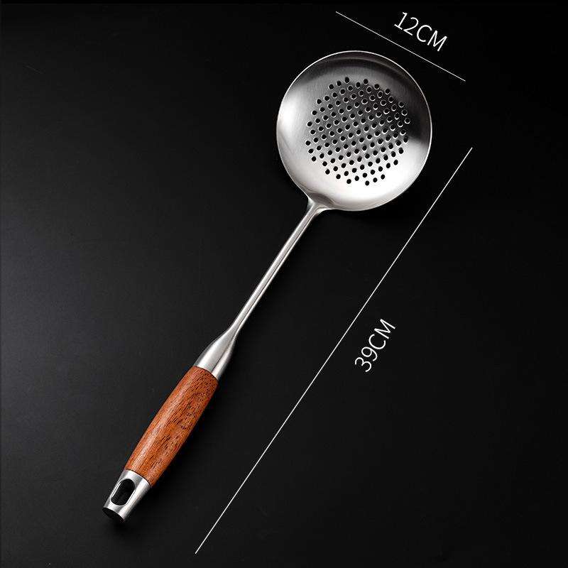 304 Stainless Steel Wood Handle Wide Fried Fish Spatulas Steak Shovel Fish Turner Slotted Beveled Kitchen Cooking Utensils