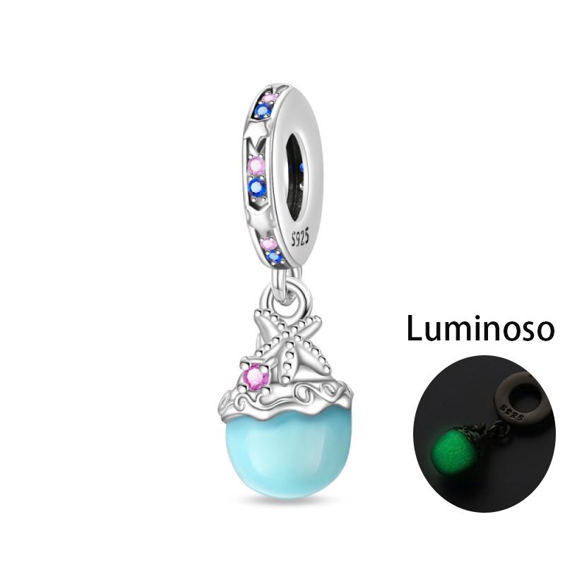Copper Elegant Glowing Angel Sea Creature Charm Bead For 3Mm Original Bracelet Diy Ladies Jewelry Gift