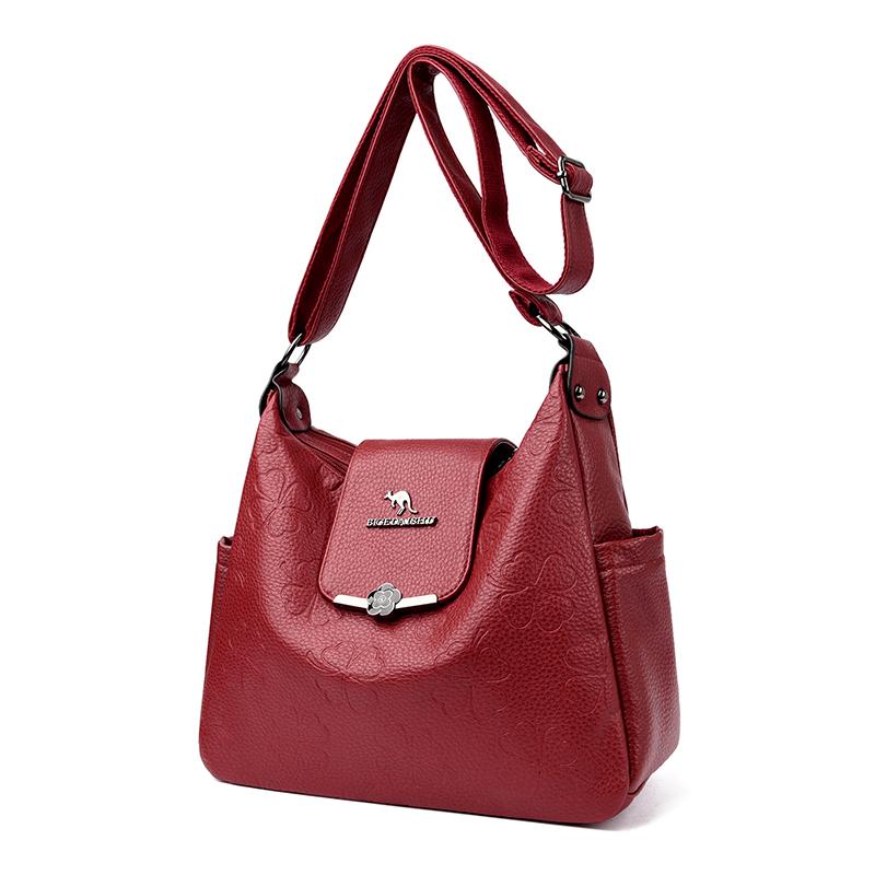 Soft Leather Large Capacity Crossbody Bag Women's Shoulder Bag Middle-aged Mother Bag
