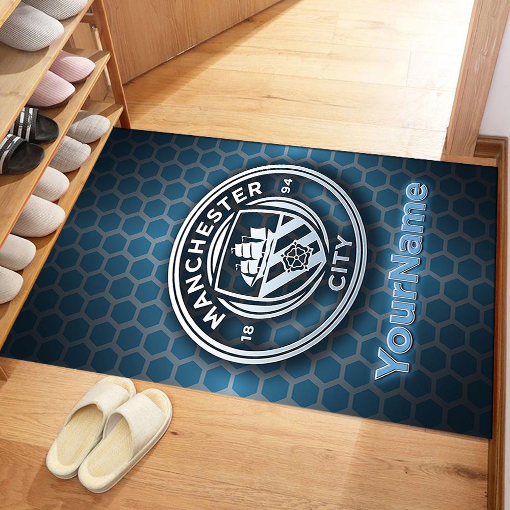 Manchester City Customize Your Name Carpet Perfect for Outdoor Kitchen Entryway Foyer Antislip Carpet Anime Office Decor Best for Christmas