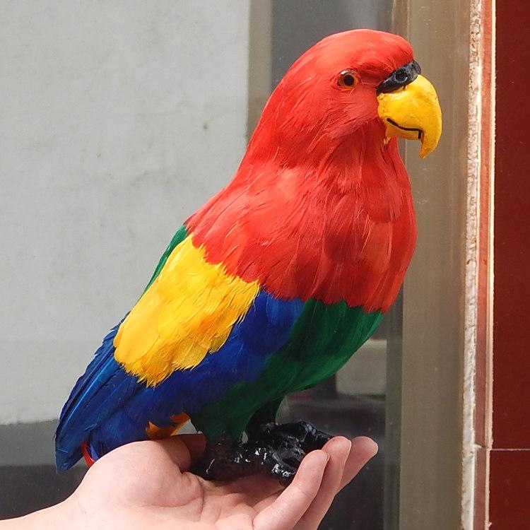 Colorful Large Parrot Decorative Ornament with Feathers