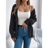 Women European American Casual Solid Hollow Out Lantern Long Sleeve Cardigan Sweater Coat
