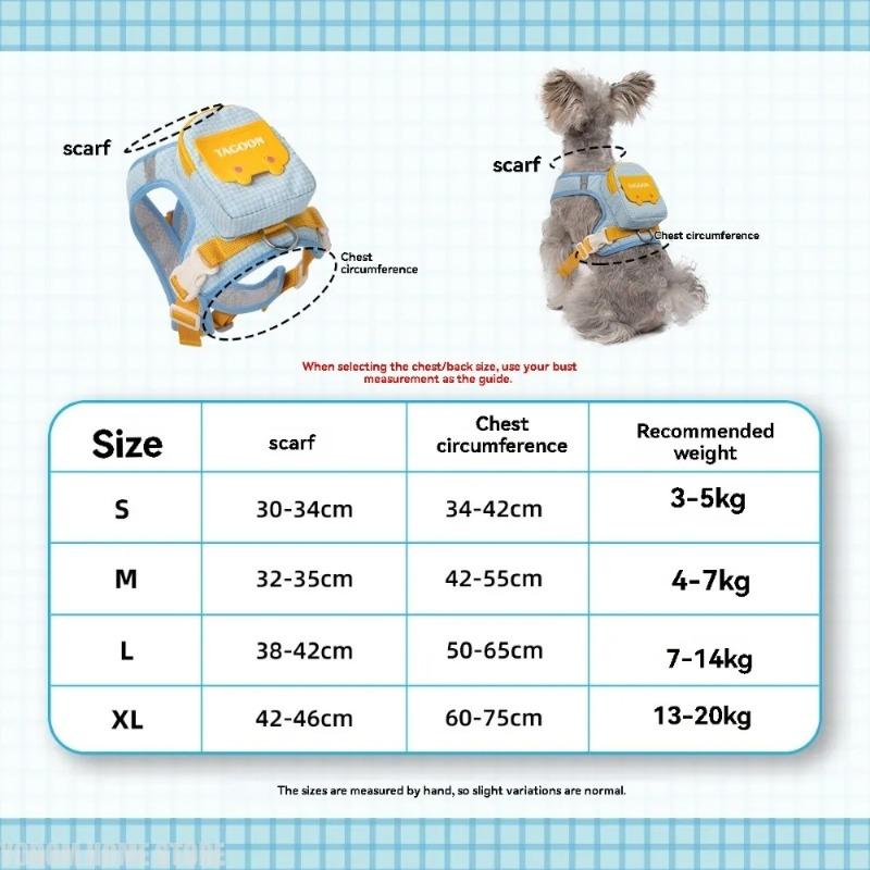 Collars Harnesses Leads Dog Harness Backpack Leash Set Pet Travel Vest Detachable Storage Bag Adjustable Breathable Walking Trac