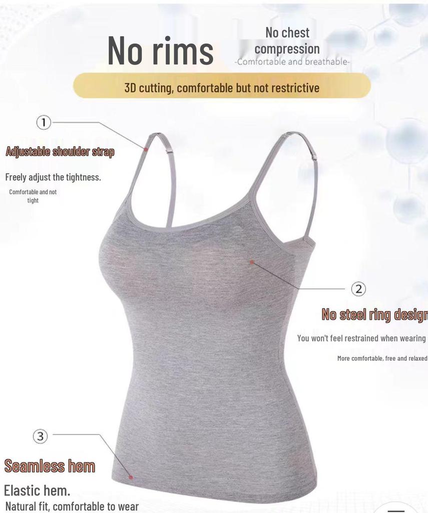 Temu Damska Luźna Modalowa Bezfiszbinowa Kamizelka Biustonosz z Regulowanymi Ramiączkami i Wkładką na Biust