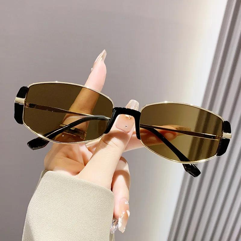Trendy Oval Sunglasses For Women Luxury Brand Designer Metal Frame Sun Glasses Ladies Classic Vintage Outdoor Shades Goggles