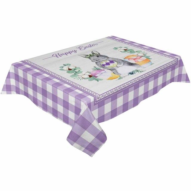 Easter Bunny Mouse Watercolor Flower Tablecloth Waterproof Wedding Dining Decor Table Runner Holiday Cake Decor